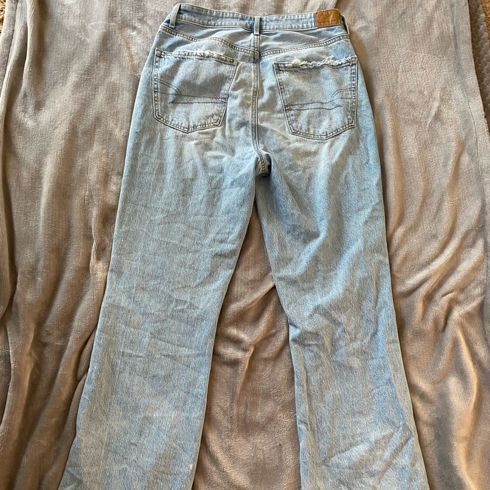 american eagle highest rise 90s flare long raw hem